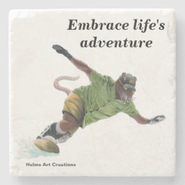 Wererat Snowboarder Sport Fantasy Stone Untersetze Steinuntersetzer