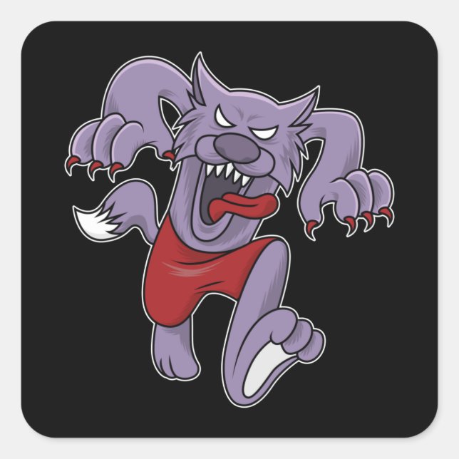 Werewolf-Cartoon beängstigende Werwölfe Halloween- Quadratischer Aufkleber (Vorderseite)