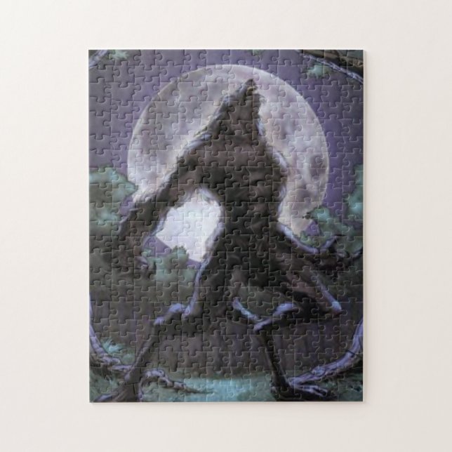 Werewolf, der am Mond heult Puzzle (Vertikal)