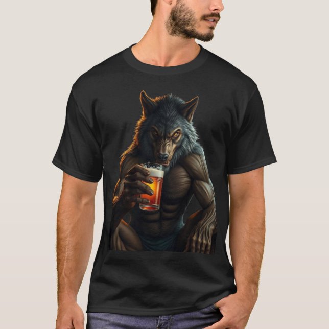 werewolf drinking beer t-shirt (Vorderseite)
