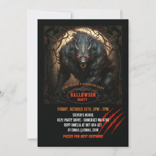 Werewolf Eyes on Fire Gothic Halloween Einladung