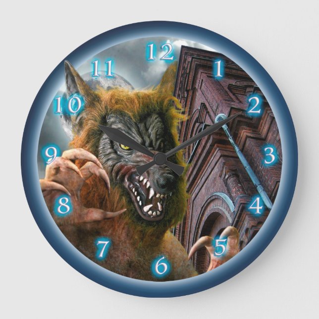 Werewolf Full Moon Große Wanduhr (Vorderseite)