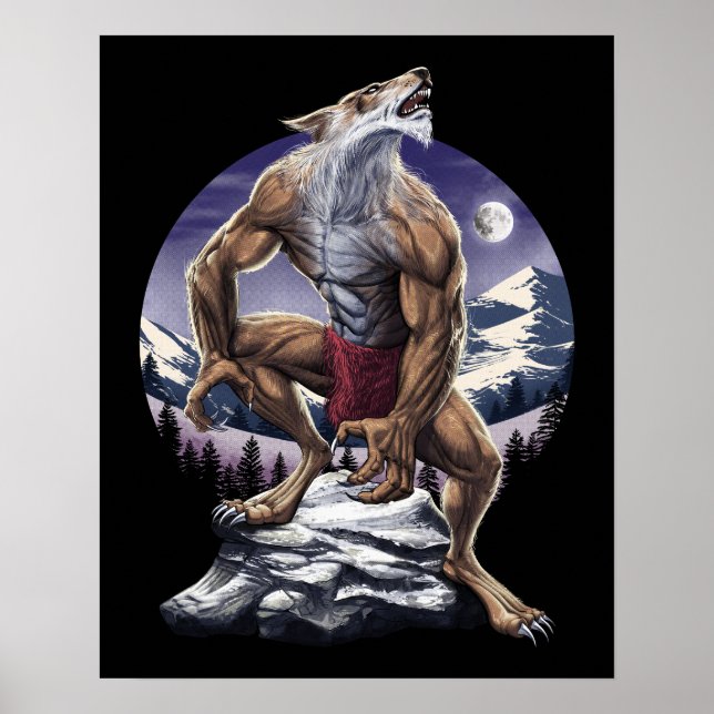Werewolf Full Moon Howling Poster (Vorne)