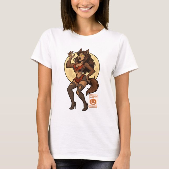 Werewolf Girl Cartoon T-Shirt (Vorderseite)