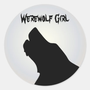 Werewolf Girl Runder Aufkleber