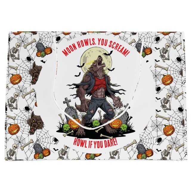 🐺 Werewolf Halloween-Geschenktasche 🎃 💀 Große Geschenktüte (Vorderseite)