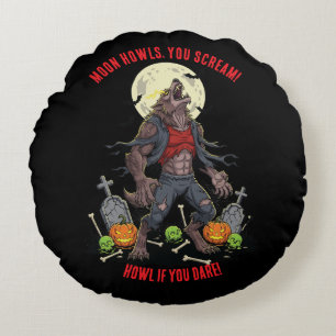 🐺 Werewolf Halloween-Klolow 🎃 Rundes Kissen