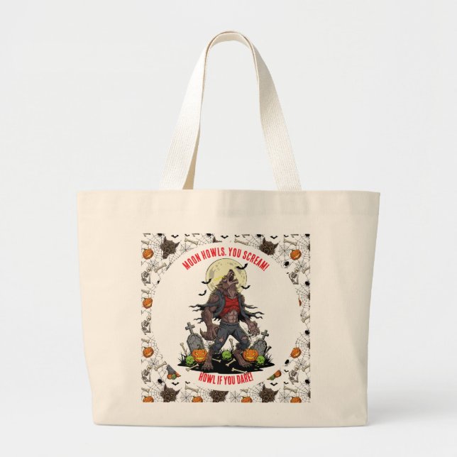 🐺 Werewolf Halloween Tote 🎃 💀 Jumbo Stoffbeutel (Vorne)