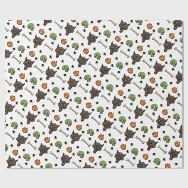 🐺 Werewolf Halloween Wrapping Paper 🎃 💀 Geschenkpapier (Flach)