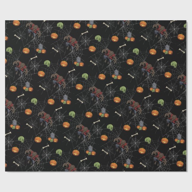 🐺 Werewolf Halloween Wrapping Paper 🎃 💀 Geschenkpapier (Flach)