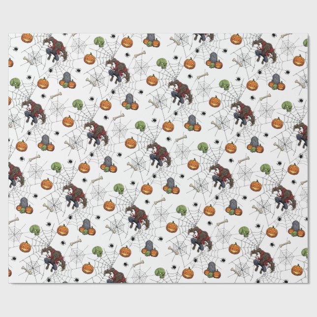 🐺 Werewolf Halloween Wrapping Paper 🎃 💀 Geschenkpapier (Flach)