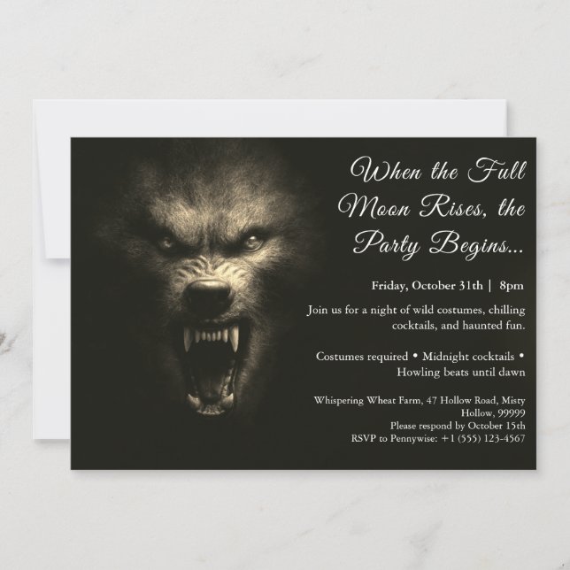 Werewolf Howl Halloween Party Einladung (Vorderseite)