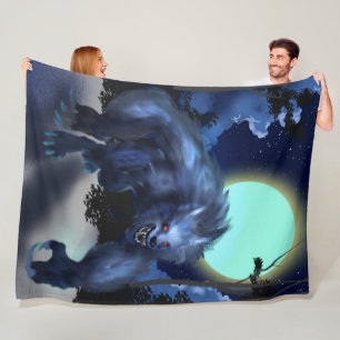 Werewolf im Mondschein Fleecedecke