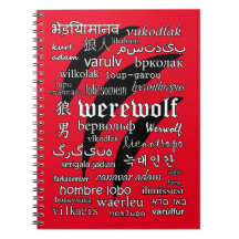 Werewolf in 33 Sprachen winden sich Foto-Notizbuch