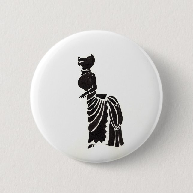 Werewolf in einem extravaganten Kleid Button (Vorderseite)