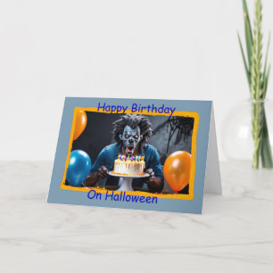 Werewolf mit Cake Happy Birthday zu Halloween Karte