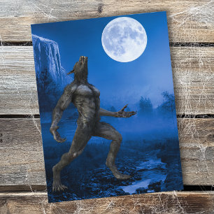 Werewolf Moon Landscape halloween Postkarte