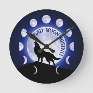 Werewolf Moon Phase Bad Moon Clock Runde Wanduhr