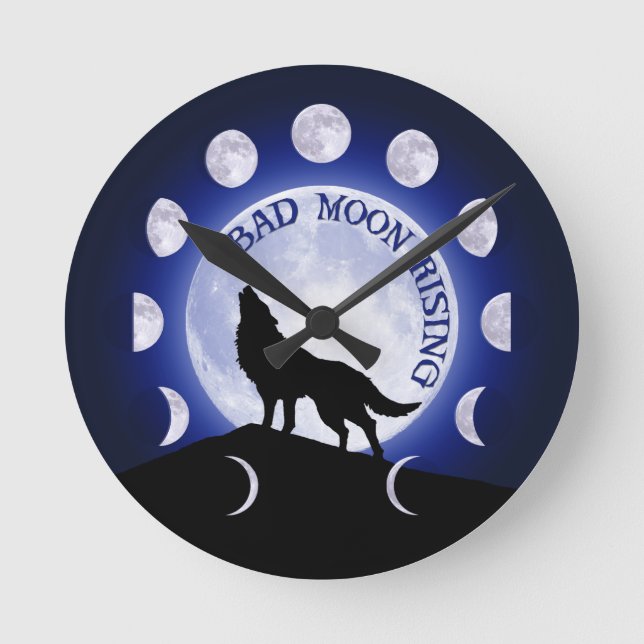 Werewolf Moon Phase Bad Moon Clock Runde Wanduhr (Vorderseite)