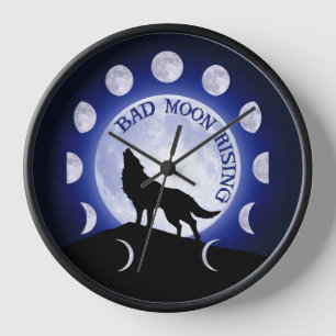 Werewolf Moon Phase Bad Moon Clock Uhr