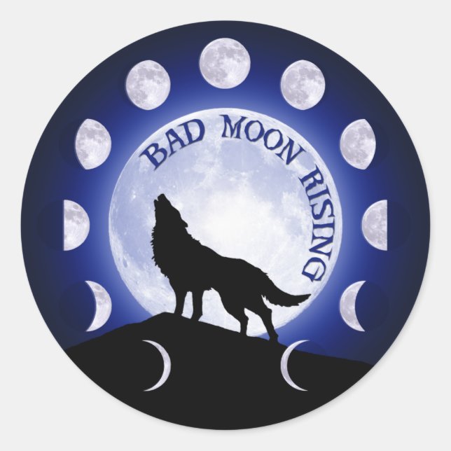 Werewolf Moon Phasenaufkleber Runder Aufkleber (Vorderseite)