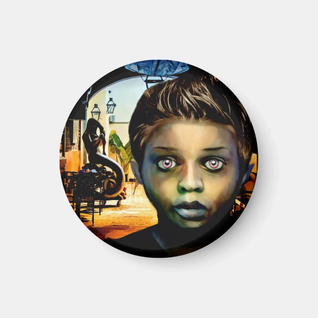 werewolf schwarzer Junge in New Orleans Original K Magnet (Vorne)