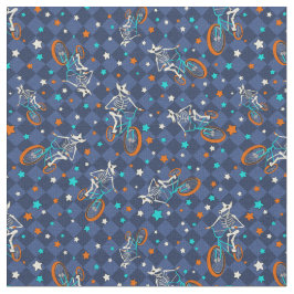 Werewolf Skeletons and BMX Bikes Patterned Stoff