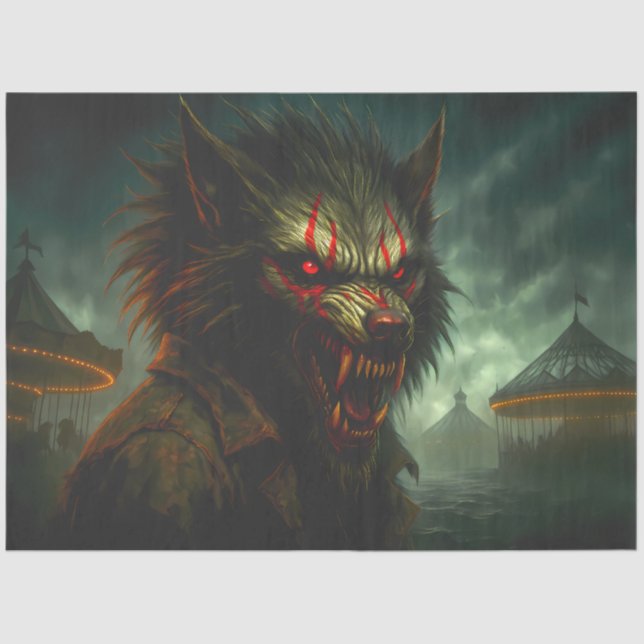 Werewolf Spuk Karneval Gotischer Horror Halloween Seidenpapier (Vorderseite)