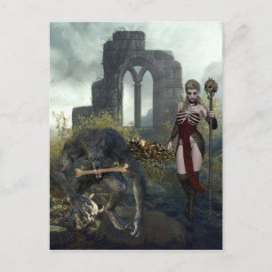 Werewolf und Vampire Halloween Beängstigend Postkarte