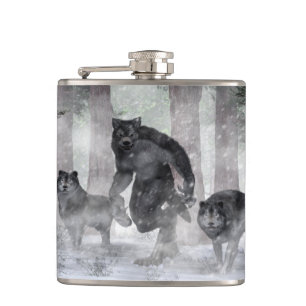 Werewolf und Wölfe Flachmann