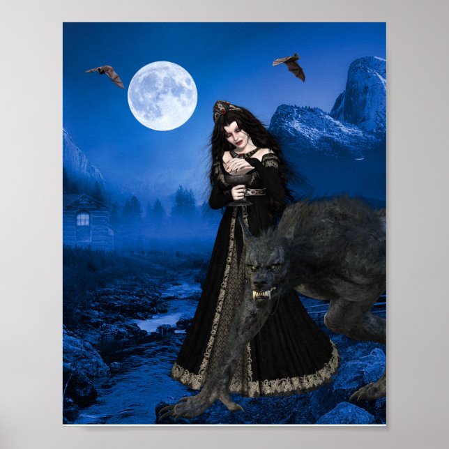 Werewolf Vampire Enchantress Halloween Ful Moom Poster (Vorne)