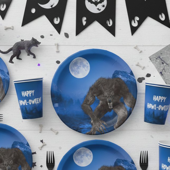 Werewolf Wolf Halloween Full Moon Party Pappteller (Von Creator hochgeladen)