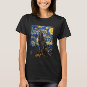 Werewolf Wolves Howling Starry Night Painting T-Shirt