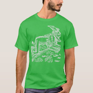 Werewolf Zeichnend Schwarze Alte Antike Illustr T-Shirt