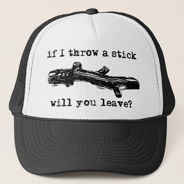 Werfen Sie einen Stick Funny Hat Spaß Truckerkappe (Vorderseite)