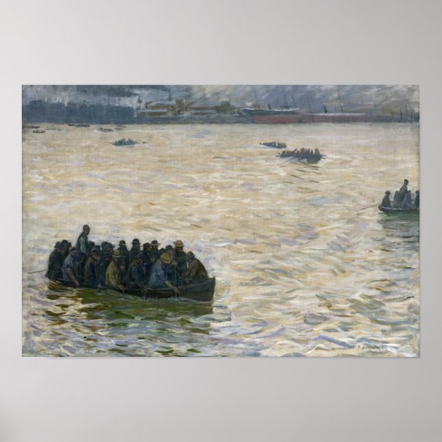 Werftarbeiter, die Zuhause auf der Elbe zurückgebe Poster (Vorne)