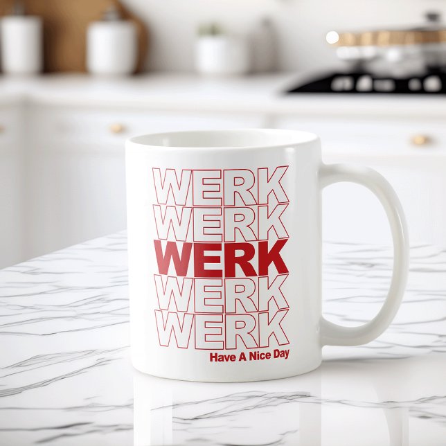 Werk Red Typografie Kaffeetasse (Von Creator hochgeladen)