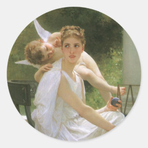 Werk unterbrochen von Bouguereau, Angel Portrait Runder Aufkleber