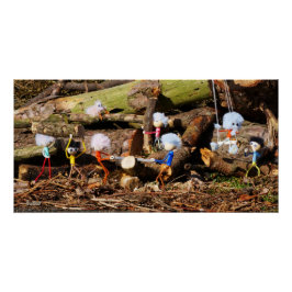 Werkende Fubby's in hun houtzagerij. Poster