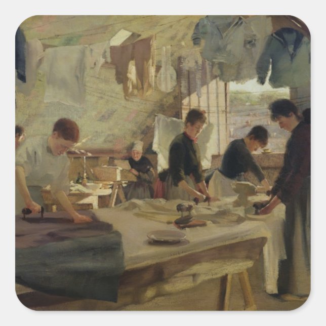 Werkstatt in Trouville, 1888 Quadratischer Aufkleber (Vorderseite)