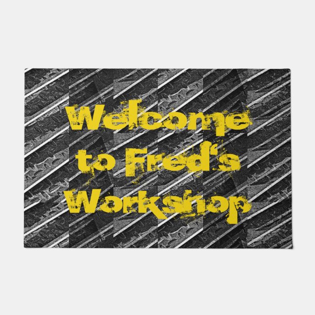 Werkstattgarage Industrielle KUSTOM Fußmatte (Vorderseite)