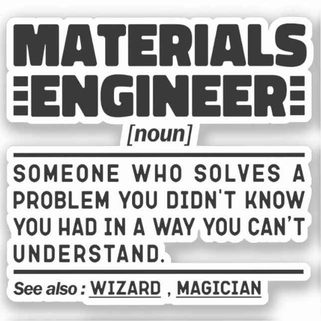 Werkstoffingenieur Noun Cool Engineering-Mitarbeit Aufkleber (Vorderseite)