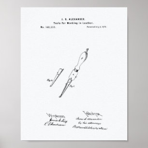Werkzeug Lederarbeit 1873 Patent Kunststoff weiß P Poster