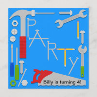 Werkzeug-Werkstatt-Geburtstags-Party Einladung