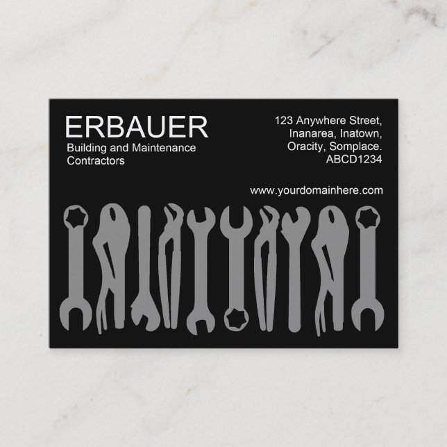 Werkzeuge des Handels (Chubby) - Grau auf Schwarz Visitenkarte (Vorderseite)