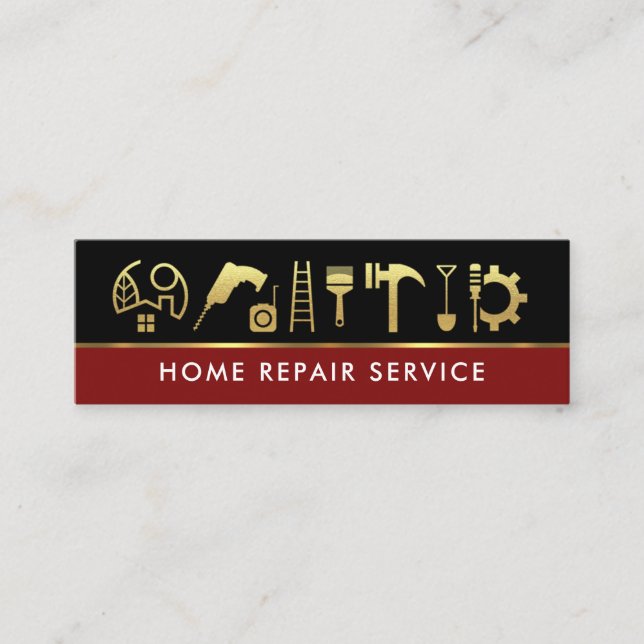 Werkzeuge für den Bau von Black Red Gold Linien Mini Visitenkarte (Vorderseite)