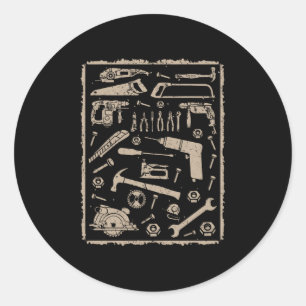 Werkzeuge mit Rahmen Vintag Runder Aufkleber