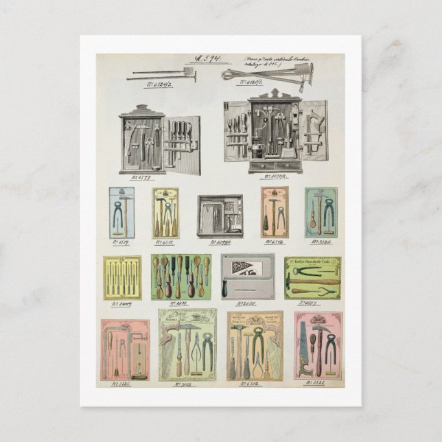 Werkzeuge und Werkzeugkästen aus einem Katalog von Postkarte (Vorderseite)