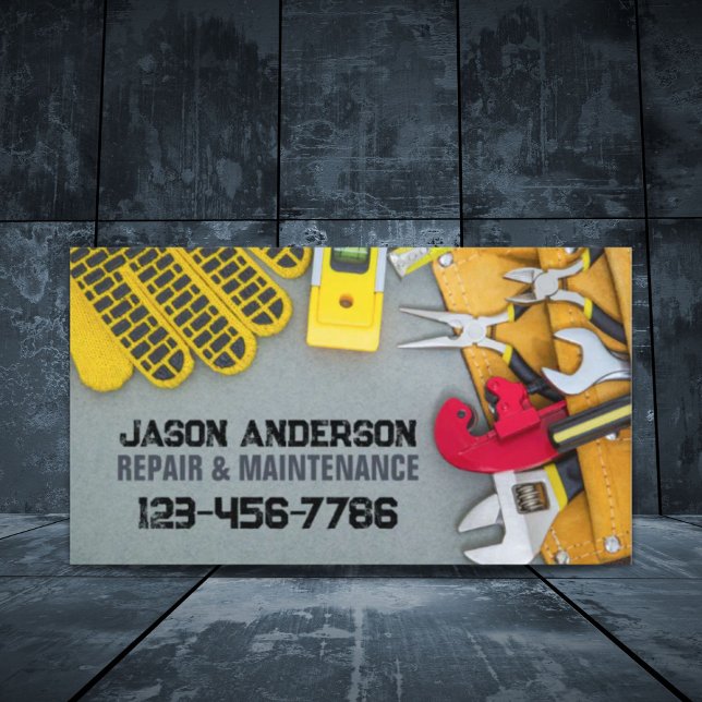 Werkzeugen Instandhaltung Instandhaltung Handyman Visitenkarte (Tools Repair Maintenance Construction Handyman Business Card)