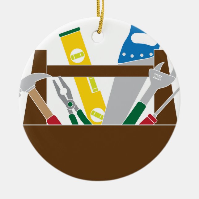 Werkzeugkasten mit Bau bearbeitet Farbillustration Keramik Ornament (Vorne)